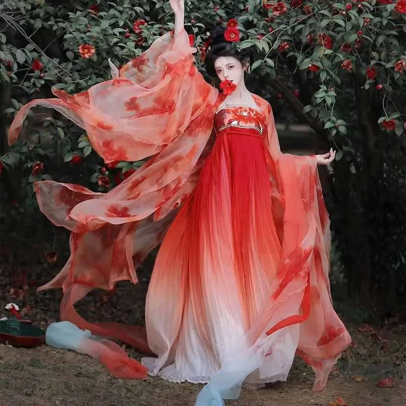 Chinese Hanfu Dress Women Cosplay Costume Gradient Red Stage Performance Halloween Cosplay Costume Party Outfit Hanfu Dress
Chinese Hanfu Dress Women Cosplay Costume Gradient Red Stage Performance Halloween Cosplay Costume Party Outfit Hanfu Dress