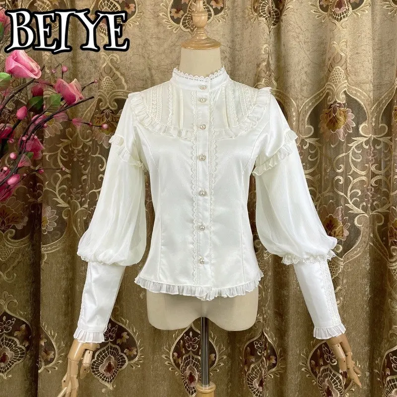 Blouses Autumn Winter New Lolita Dress Shirt Fleece Lined Warm Long Sleeve Inner Wear Women Stand Collar Cuff Sleeve Base Shirt
Blouses Autumn Winter New Lolita Dress Shirt Fleece Lined Warm Long Sleeve Inner Wear Women Stand Collar Cuff Sleeve Base Shirt