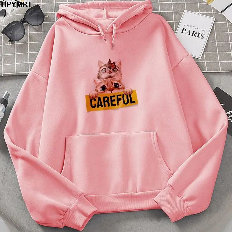 Ladies Autumn Winter thin fleece pocket Hooded Tops cat careful printing loose Casual sports pullovers Cartoon graphics hoodies
Ladies Autumn Winter thin fleece pocket Hooded Tops cat careful printing loose Casual sports pullovers Cartoon graphics hoodies