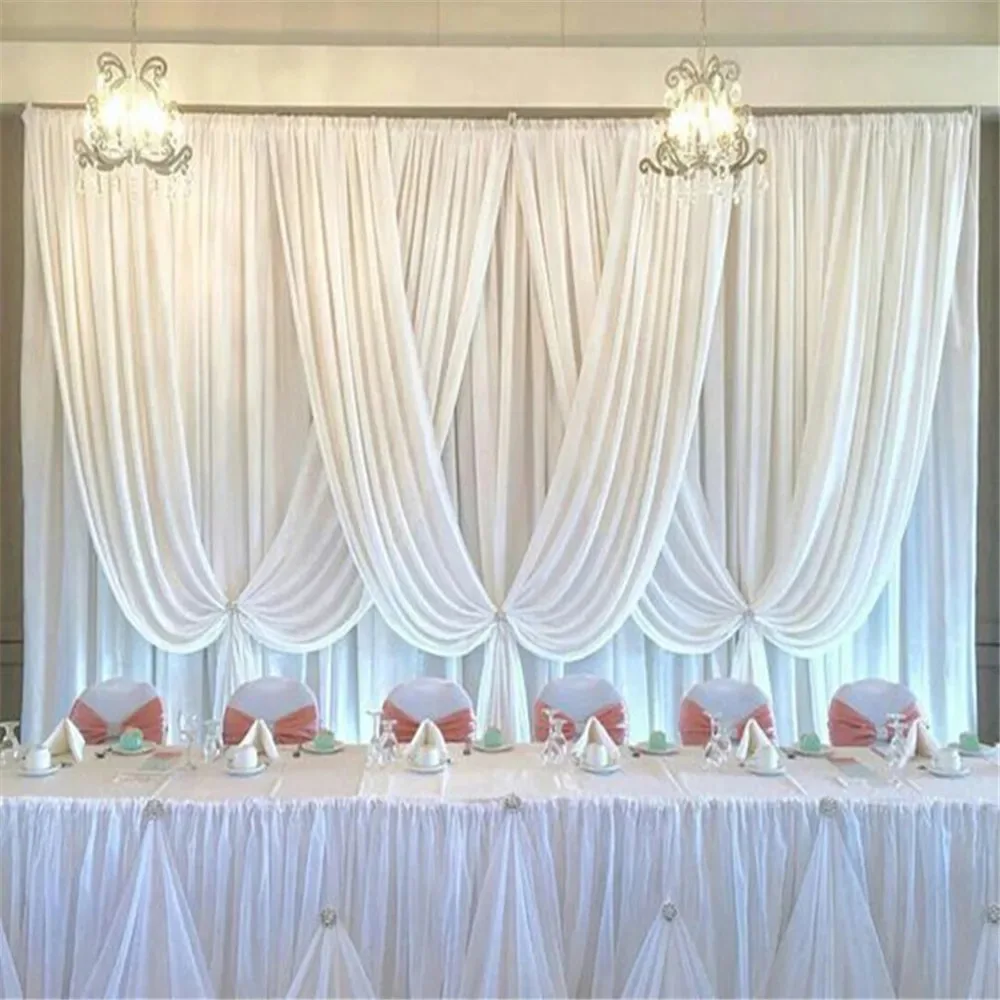 10X20FT Luxury White Wedding Backdrop Curtain with Swags Backdrop Romantic Ice Silk Stage Event Party Church Background Drapery
10X20FT Luxury White Wedding Backdrop Curtain with Swags Backdrop Romantic Ice Silk Stage Event Party Church Background Drapery