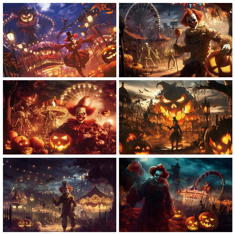Happy Halloween Backdrop Photography Scary Circus Clown Pumpkin Lanterns Party Decor Baby Photo Photographic Background Studio
Happy Halloween Backdrop Photography Scary Circus Clown Pumpkin Lanterns Party Decor Baby Photo Photographic Background Studio