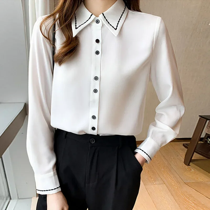 2025 Office Lady Long Sleeve Turn Down Collar Women Shirt White Satin Elegant Soft Shirt Blouse Women Tops Camisas De Mujer N631
2025 Office Lady Long Sleeve Turn Down Collar Women Shirt White Satin Elegant Soft Shirt Blouse Women Tops Camisas De Mujer N631
