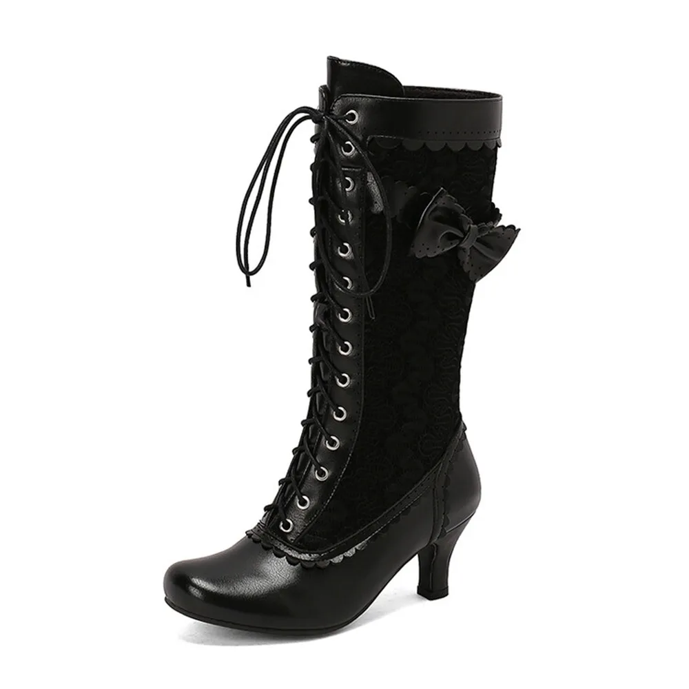 Women's Vintage Victorian Mid Calf Boots Gothic Lace Side Zipper Kitten Heel Boots Black/White/Red Plus Size 34-47 2266
Women's Vintage Victorian Mid Calf Boots Gothic Lace Side Zipper Kitten Heel Boots Black/White/Red Plus Size 34-47 2266