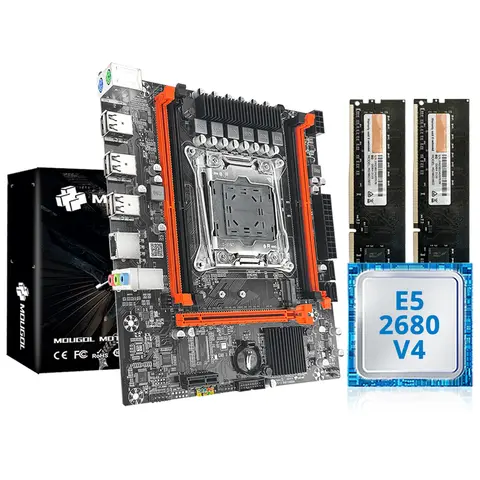 Zestaw płyty głównej do gier MOUGOL X99 z Intel Xeon E5 2680 V4 i DDR4 8Gx2 2133 MHz Dual Channel ECC RAM M.2 NVME do komputerów stacjonarnych