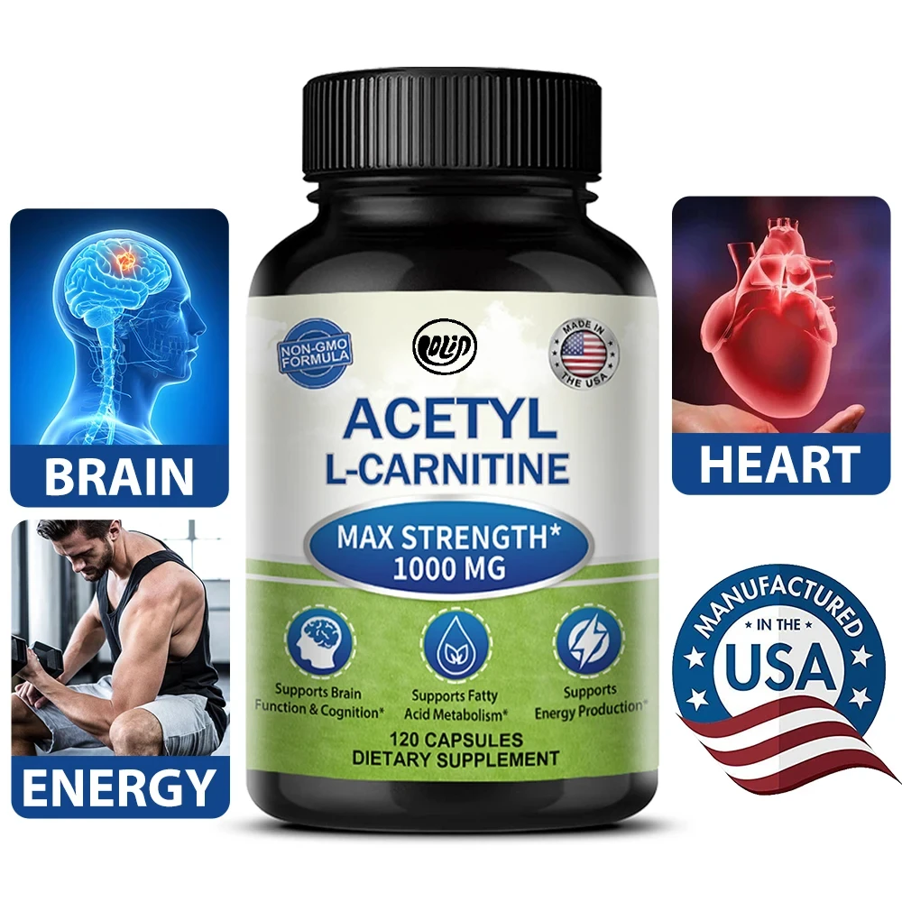Acetyl L-Carnitine 1000 Mg Capsules - Helps with Energy, Muscle, Nerves, Brain Function, Metabolism and Immunity
Acetyl L-Carnitine 1000 Mg Capsules - Helps with Energy, Muscle, Nerves, Brain Function, Metabolism and Immunity