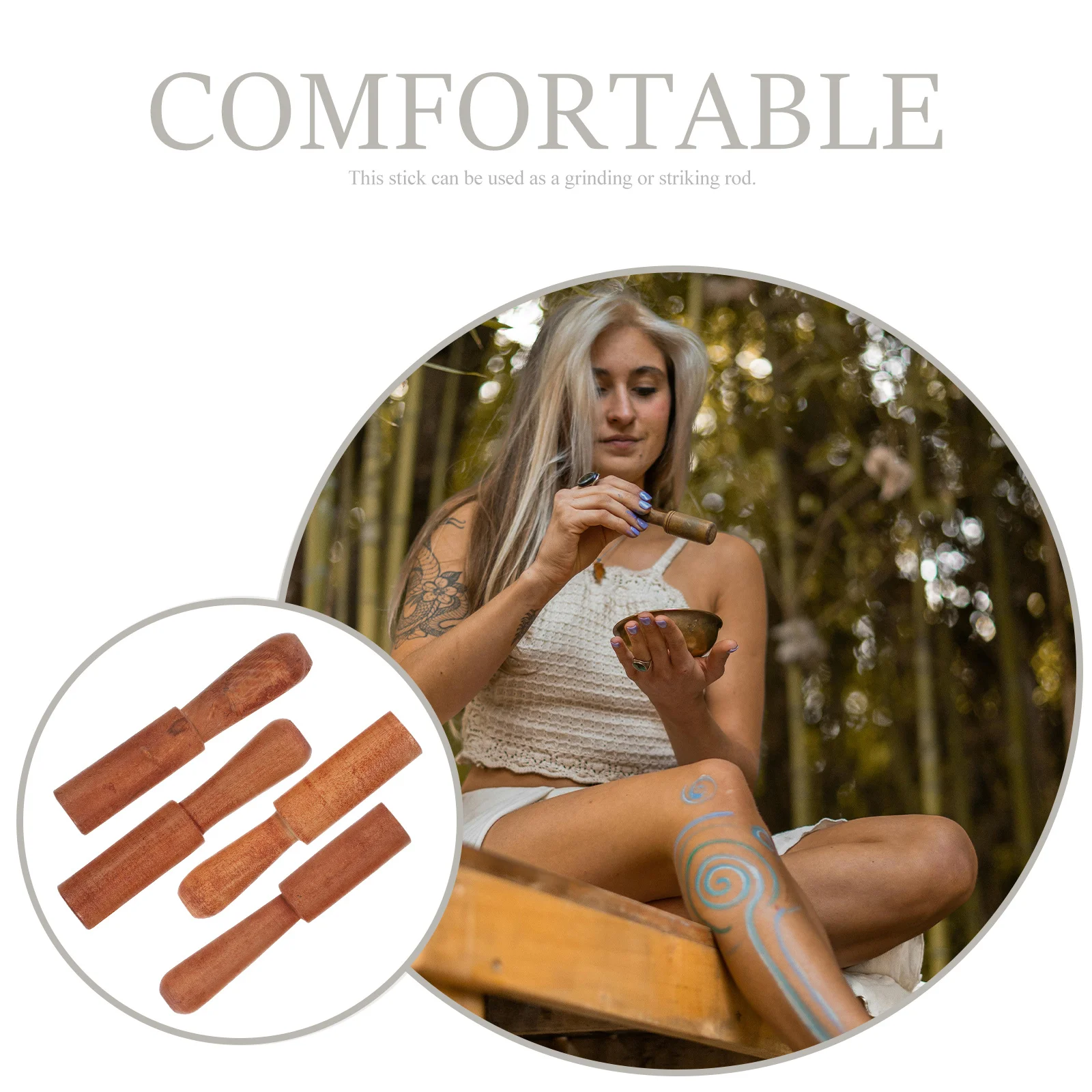 4Pcs Buddha Sound Bowl Sticks Premium Wood Durable Singing Bowl Mallet Striker Chanting Bowls Accessory Chanting Bowls Stick 
4Pcs Buddha Sound Bowl Sticks Premium Wood Durable Singing Bowl Mallet Striker Chanting Bowls Accessory Chanting Bowls Stick
