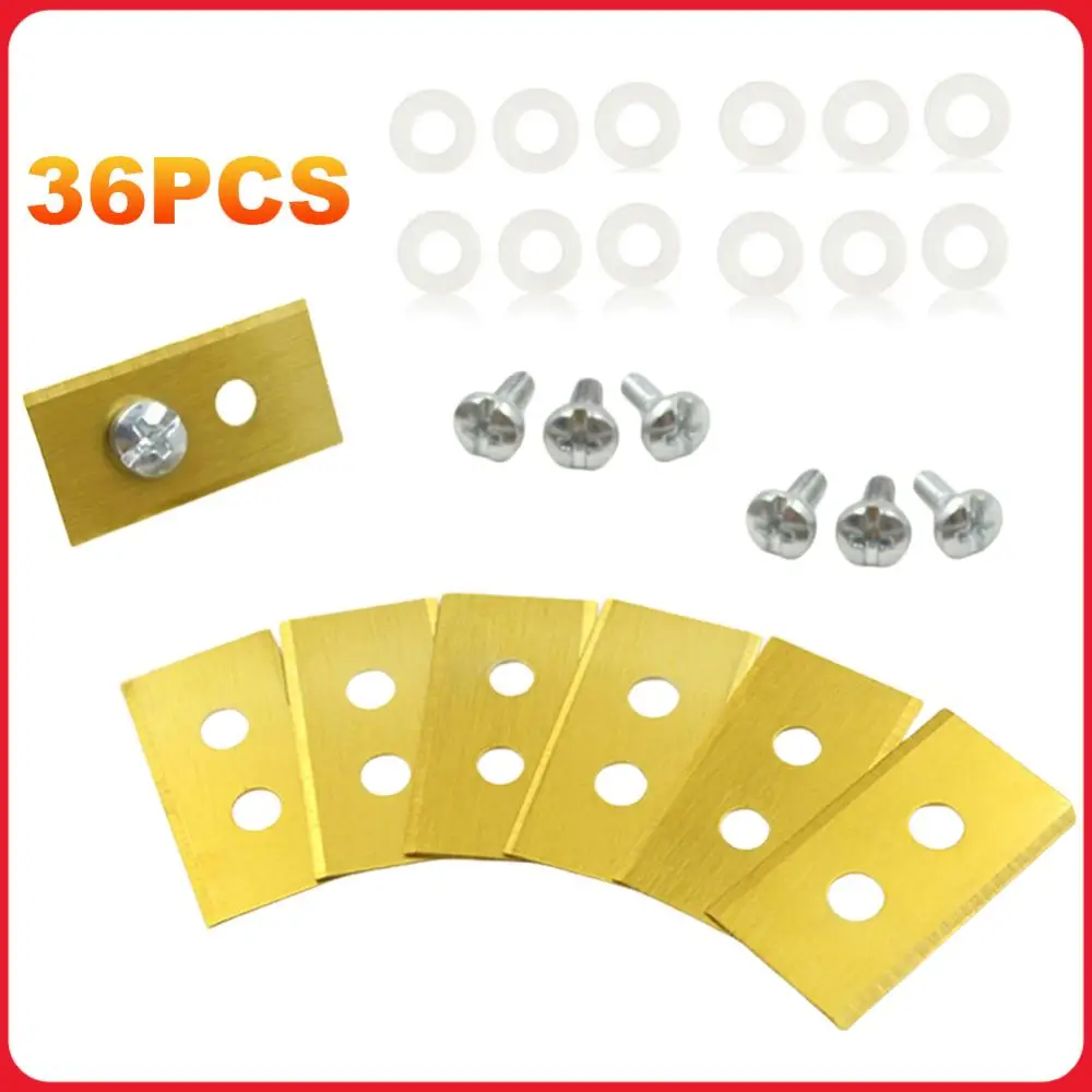 36Pcs Lawn Mower Blades with Washers & Screw Lawn Cutting Blade Wear Resist Stainless Steel Mower Blade Set Lawn Mower Supplies
36Pcs Lawn Mower Blades with Washers & Screw Lawn Cutting Blade Wear Resist Stainless Steel Mower Blade Set Lawn Mower Supplies