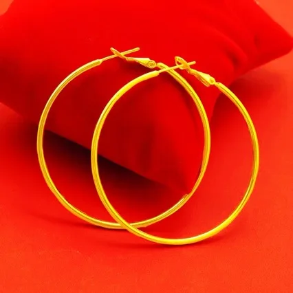 Large circle earrings for women round halo fashion 9999 24K Real Gold temperament girl personality simple earrings
Large circle earrings for women round halo fashion 9999 24K Real Gold temperament girl personality simple earrings