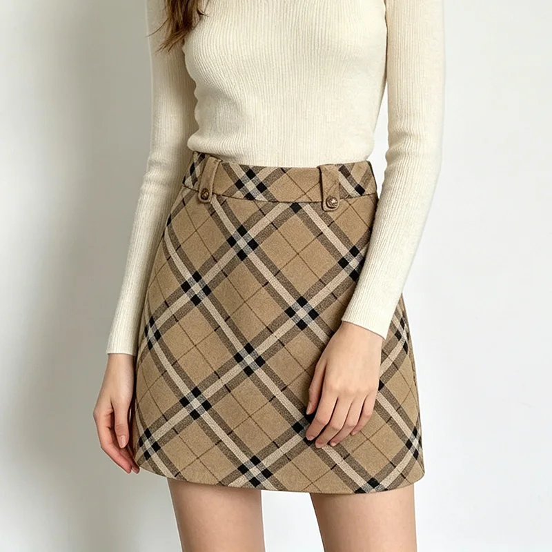 Summer Lady Fashion Coffee Retro Plaid High Waist Skirts Female Classic Leisure Thin Skirts Girls Korean Fashion A-line Skirts
Summer Lady Fashion Coffee Retro Plaid High Waist Skirts Female Classic Leisure Thin Skirts Girls Korean Fashion A-line Skirts