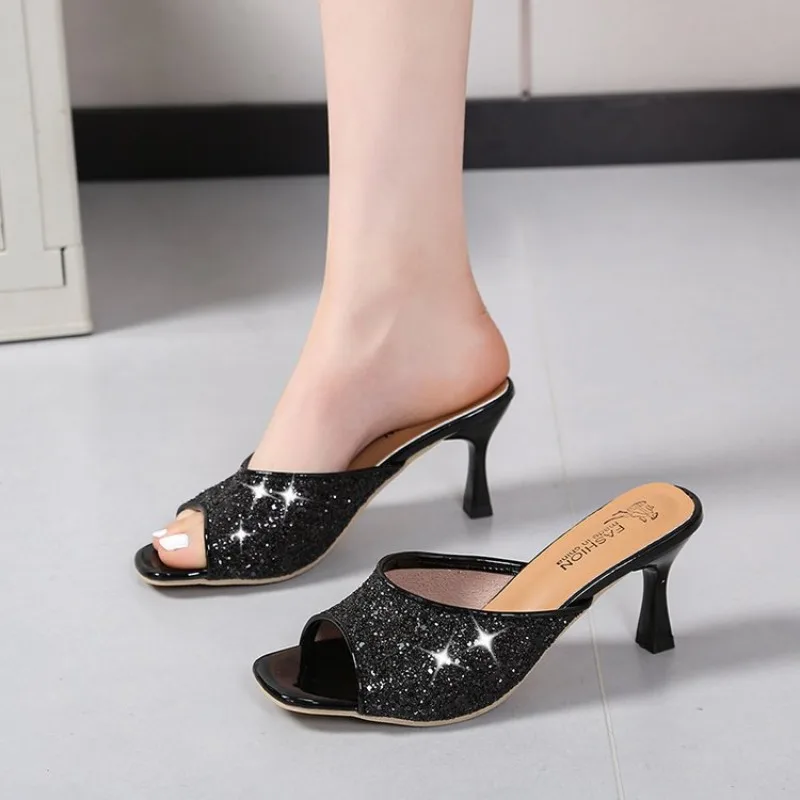 Rhinestone Temperament Outside Slippers Women's Stiletto High Heels Sexy Open Toe Full Diamond New Slip Slippers
Rhinestone Temperament Outside Slippers Women's Stiletto High Heels Sexy Open Toe Full Diamond New Slip Slippers