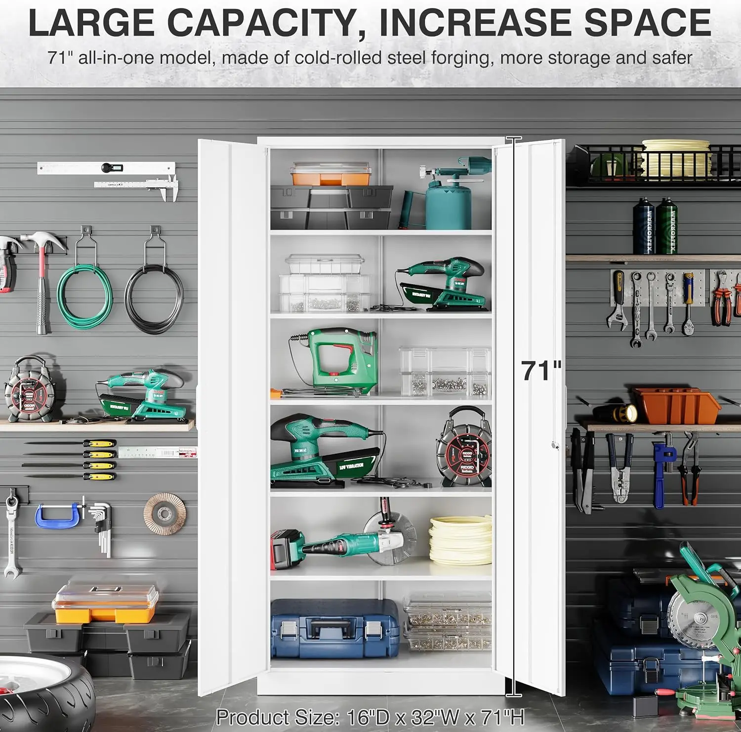 NEW 71" Lockable Storage Cabinet Metal Storage Storage Cabinet with 5 Adjustable Shelves,White Metal Cabinet with Locking Doors
NEW 71" Lockable Storage Cabinet Metal Storage Storage Cabinet with 5 Adjustable Shelves,White Metal Cabinet with Locking Doors