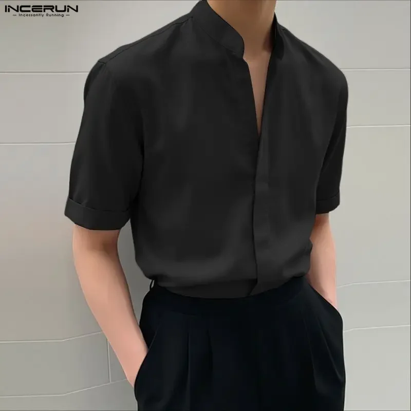 INCERUN Men Shirt Solid Color Stand Collar Short Sleeve Men Clothing Streetwear Loose Summer Korean Style Tops Male Shirts 2026
INCERUN Men Shirt Solid Color Stand Collar Short Sleeve Men Clothing Streetwear Loose Summer Korean Style Tops Male Shirts 2026