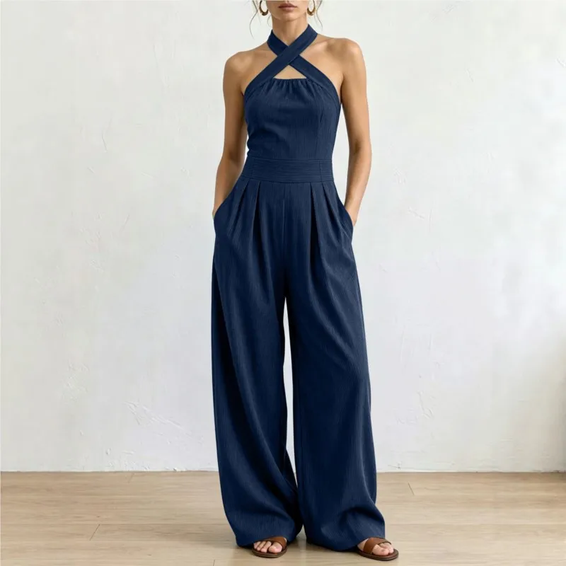 2026 Summer Jumpsuit Solid Color Hanging Neck Elegant Casual Versatile Simple Fashion Comfortable Daily Style Wide Leg Jumpsuit
2026 Summer Jumpsuit Solid Color Hanging Neck Elegant Casual Versatile Simple Fashion Comfortable Daily Style Wide Leg Jumpsuit