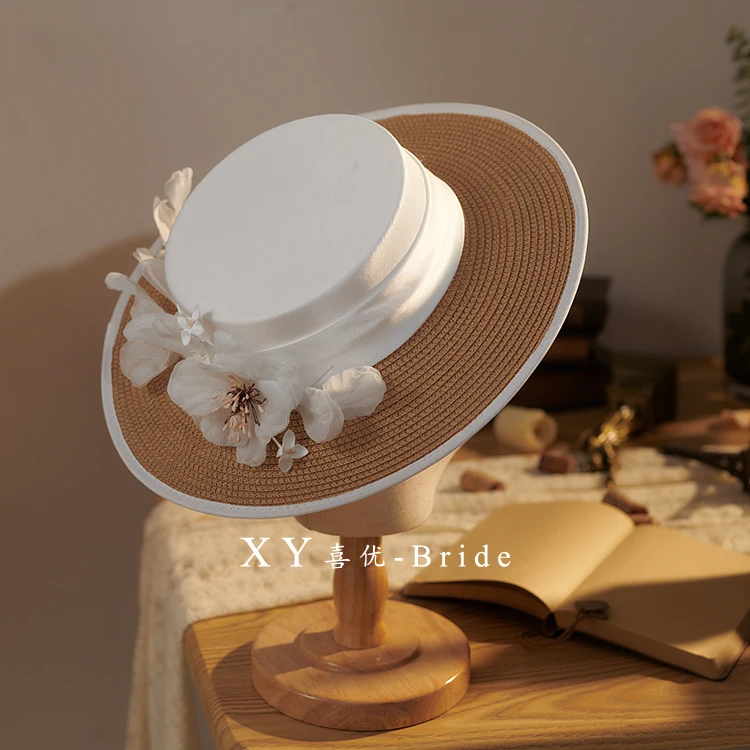 French Ladies Travel Photo Shoot Fedora Cap Headwear Flat Straw Satin Chapeu Feminino Elegant Flower Summr Spring Wedding Hat
French Ladies Travel Photo Shoot Fedora Cap Headwear Flat Straw Satin Chapeu Feminino Elegant Flower Summr Spring Wedding Hat