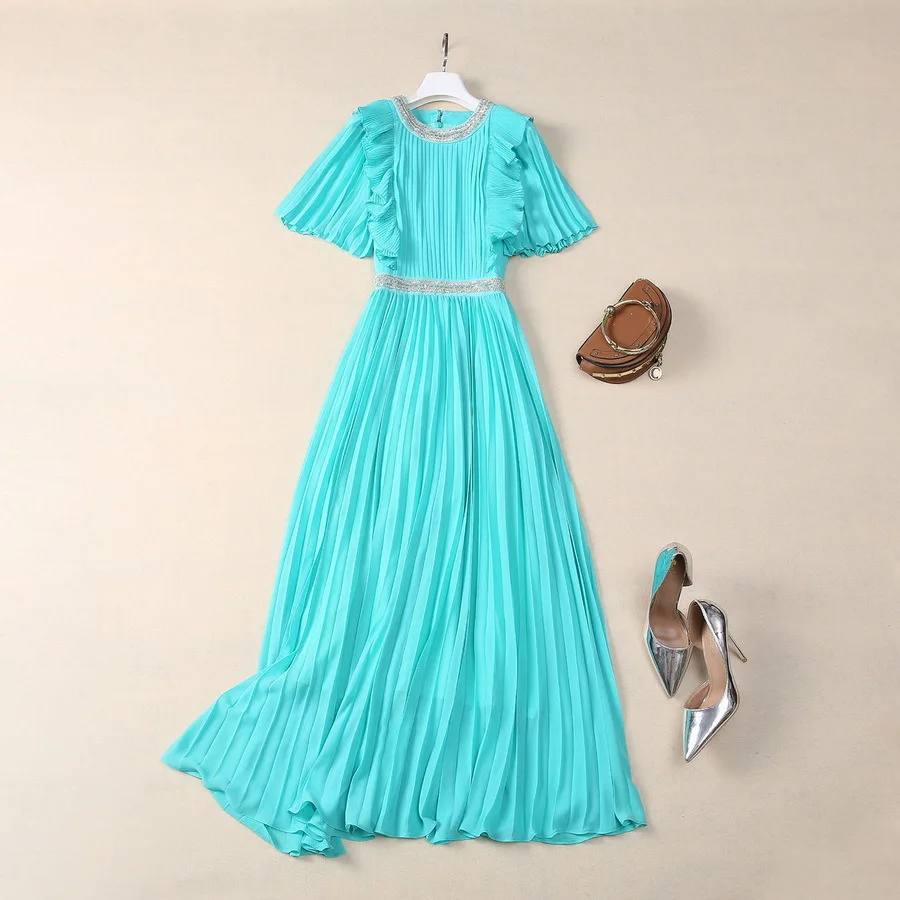 European and American women's clothing 2024 summer new Short-sleeved beaded round neck wooden ear edge fashion Pleated dress XXL
European and American women's clothing 2024 summer new Short-sleeved beaded round neck wooden ear edge fashion Pleated dress XXL
