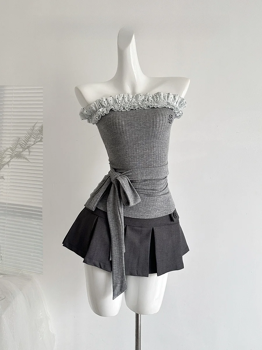 Luckymann Polka Dot Ruffle Splice One Shoulder Waist in T Shirt Women Summer Sexy Half Skirt Casual Style Knot
Luckymann Polka Dot Ruffle Splice One Shoulder Waist in T Shirt Women Summer Sexy Half Skirt Casual Style Knot