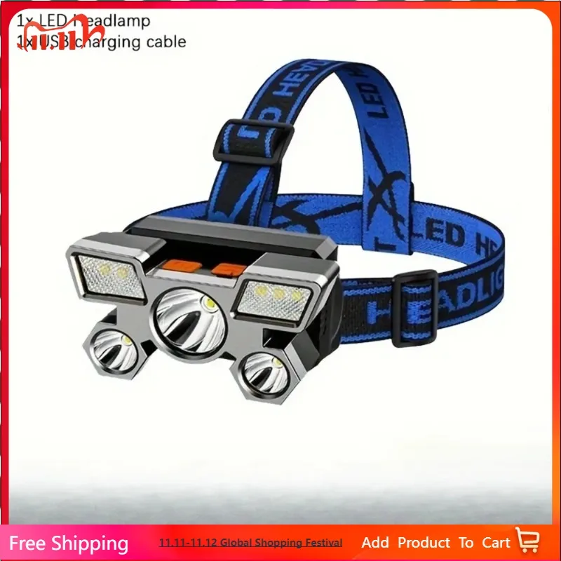 USB Rechargeable LED Headlamp with 5 Lamp Beads 4 Lighting Modes Elastic Headband Lightweight Portable Headlight
USB Rechargeable LED Headlamp with 5 Lamp Beads 4 Lighting Modes Elastic Headband Lightweight Portable Headlight