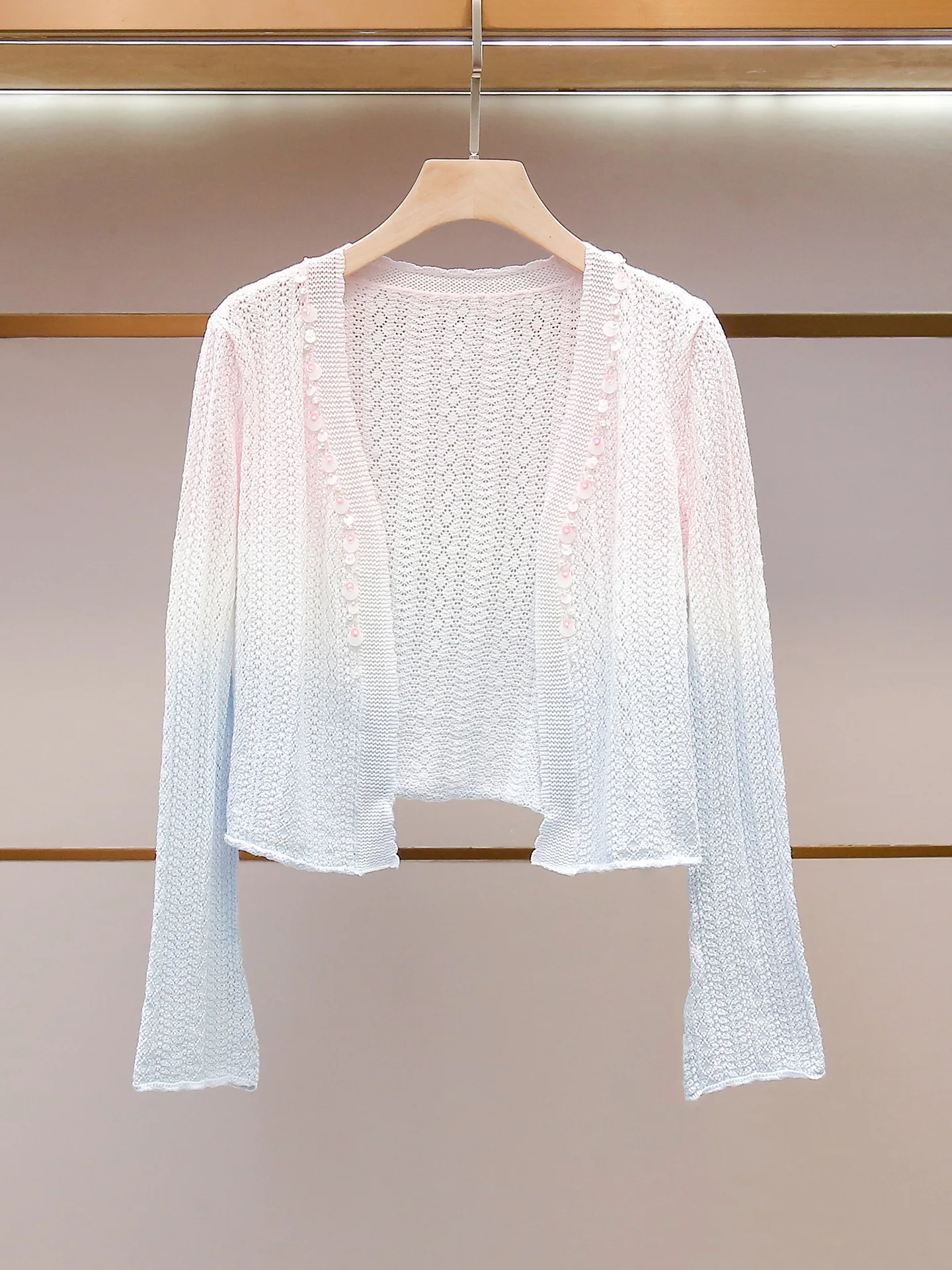 Withered Women's Spring And Summer New Casual Style Fashionable Design Gradually Changing Color Hollow Knitted Sweater Top
Withered Women's Spring And Summer New Casual Style Fashionable Design Gradually Changing Color Hollow Knitted Sweater Top