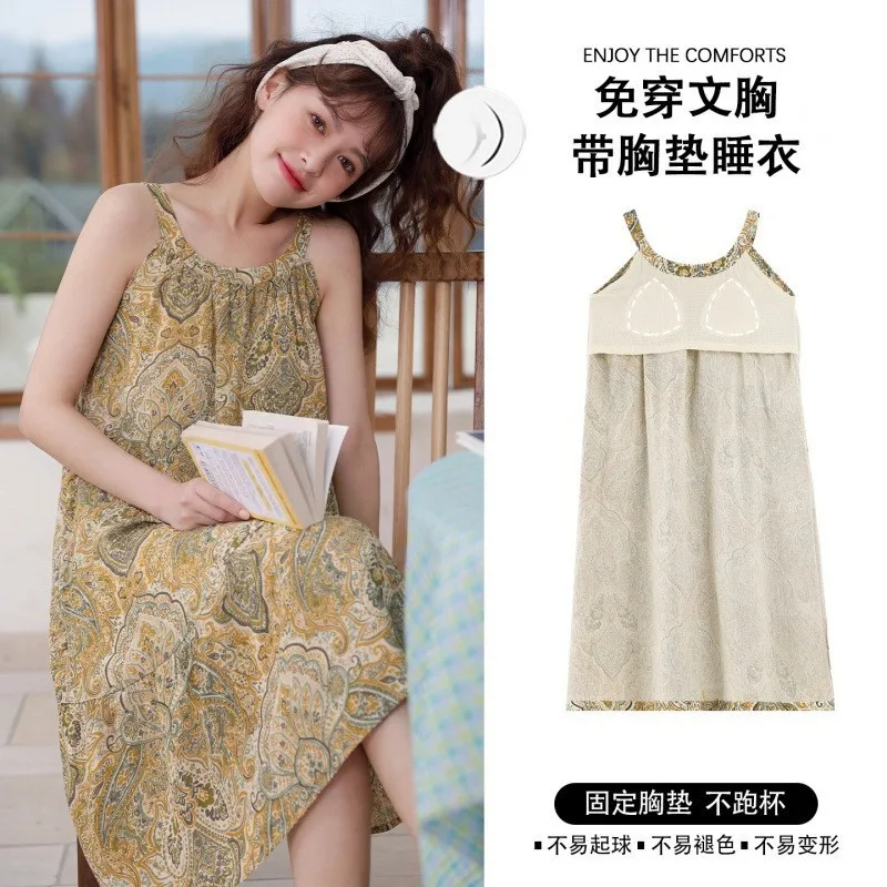 2026 Women's Summer Cloud Cotton Sleeveless Dress with Chest Pads and Suspenders Can Be Worn Outside, Sexy Loungewear Summer
2026 Women's Summer Cloud Cotton Sleeveless Dress with Chest Pads and Suspenders Can Be Worn Outside, Sexy Loungewear Summer