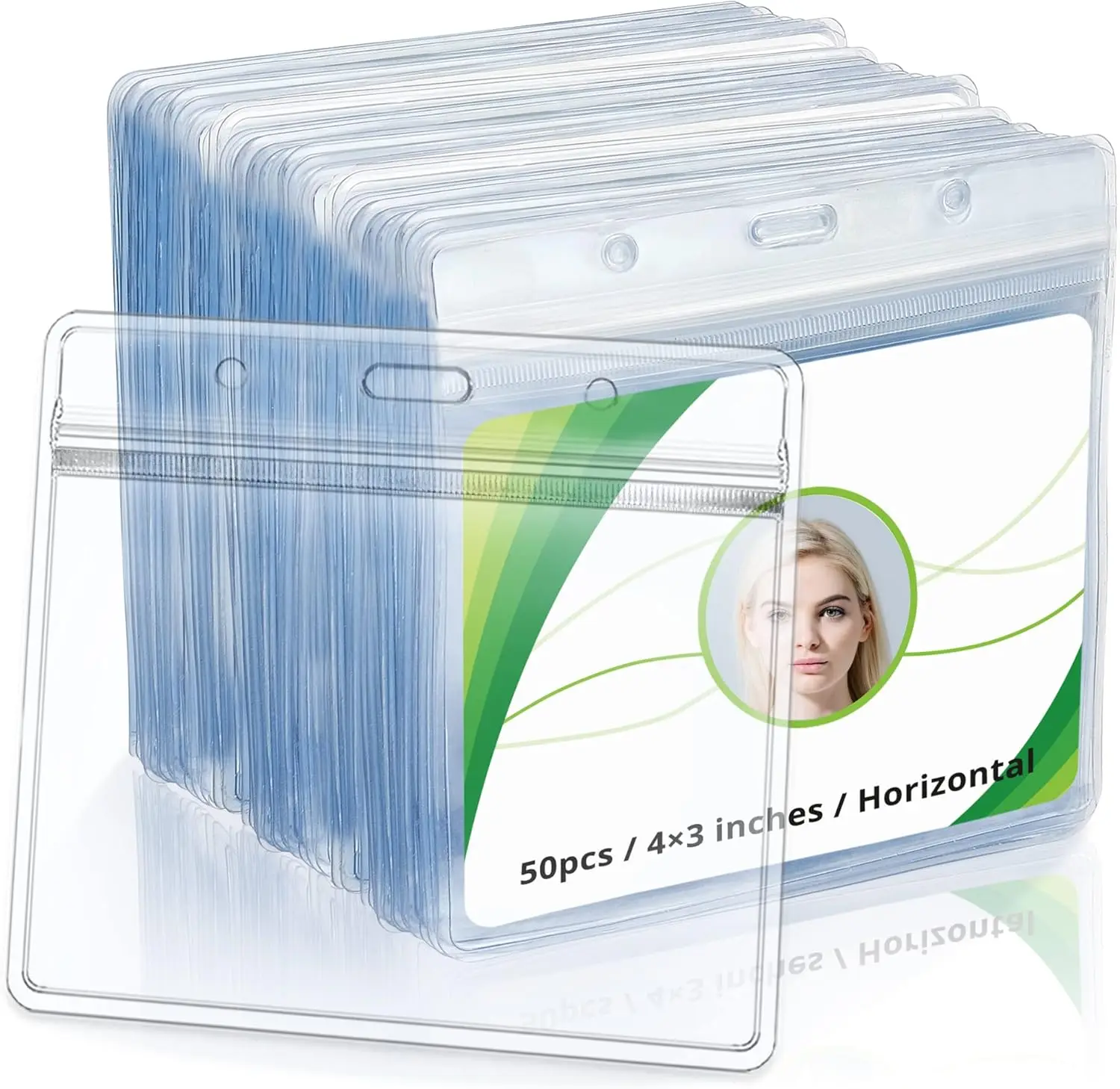 Clear Horizontal ID Badge Holder, 50-Pack, Waterproof Resealable Zip, Fits Name Tag & Credit Cards
Clear Horizontal ID Badge Holder, 50-Pack, Waterproof Resealable Zip, Fits Name Tag & Credit Cards