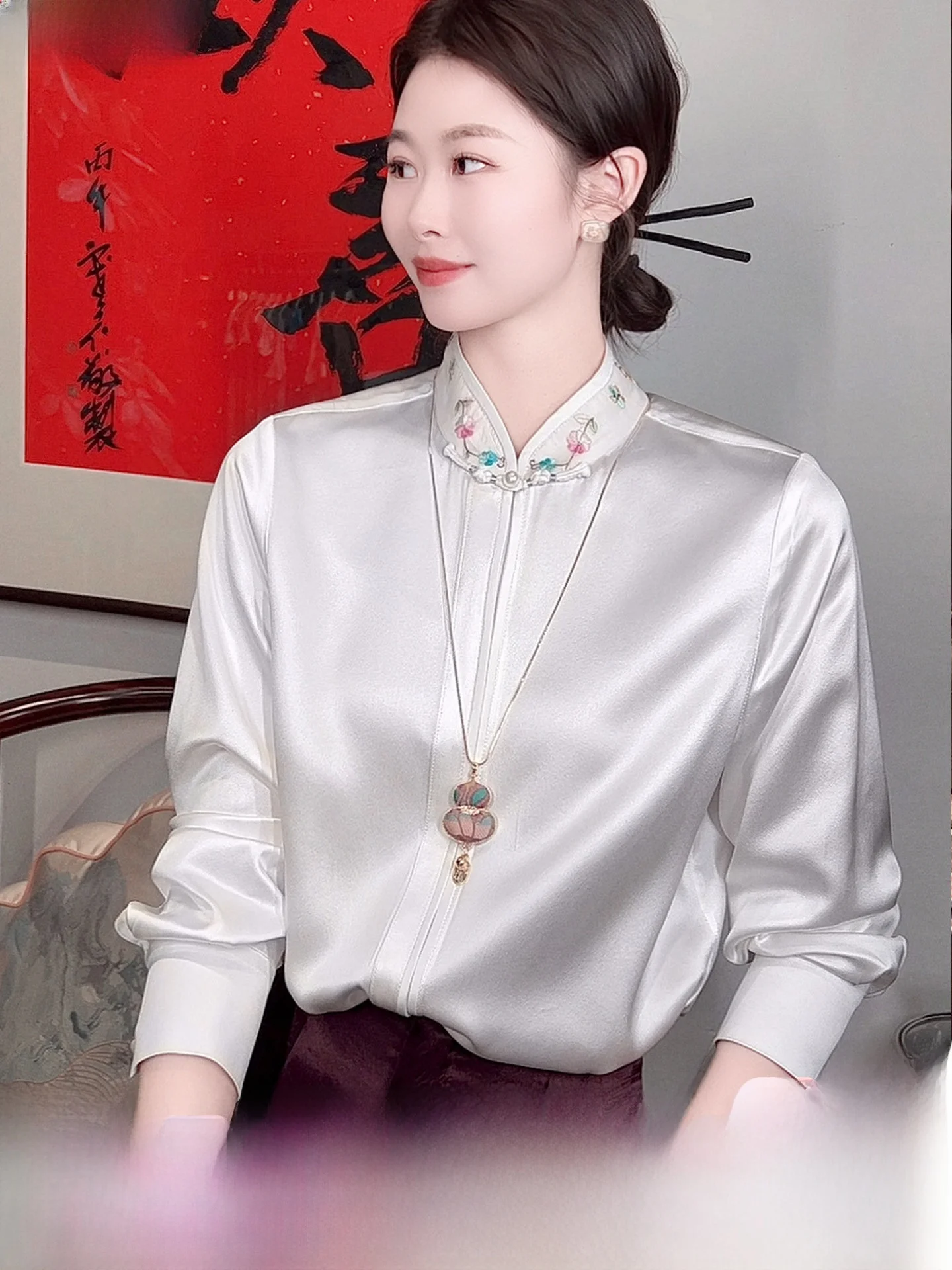 White Non-Lightweight! Heavyweight 35 Momme Silk Silk Shirt Women Long Sleeve Small Stand Collar Inner Wear Top Earl...
White Non-Lightweight! Heavyweight 35 Momme Silk Silk Shirt Women Long Sleeve Small Stand Collar Inner Wear Top Earl...