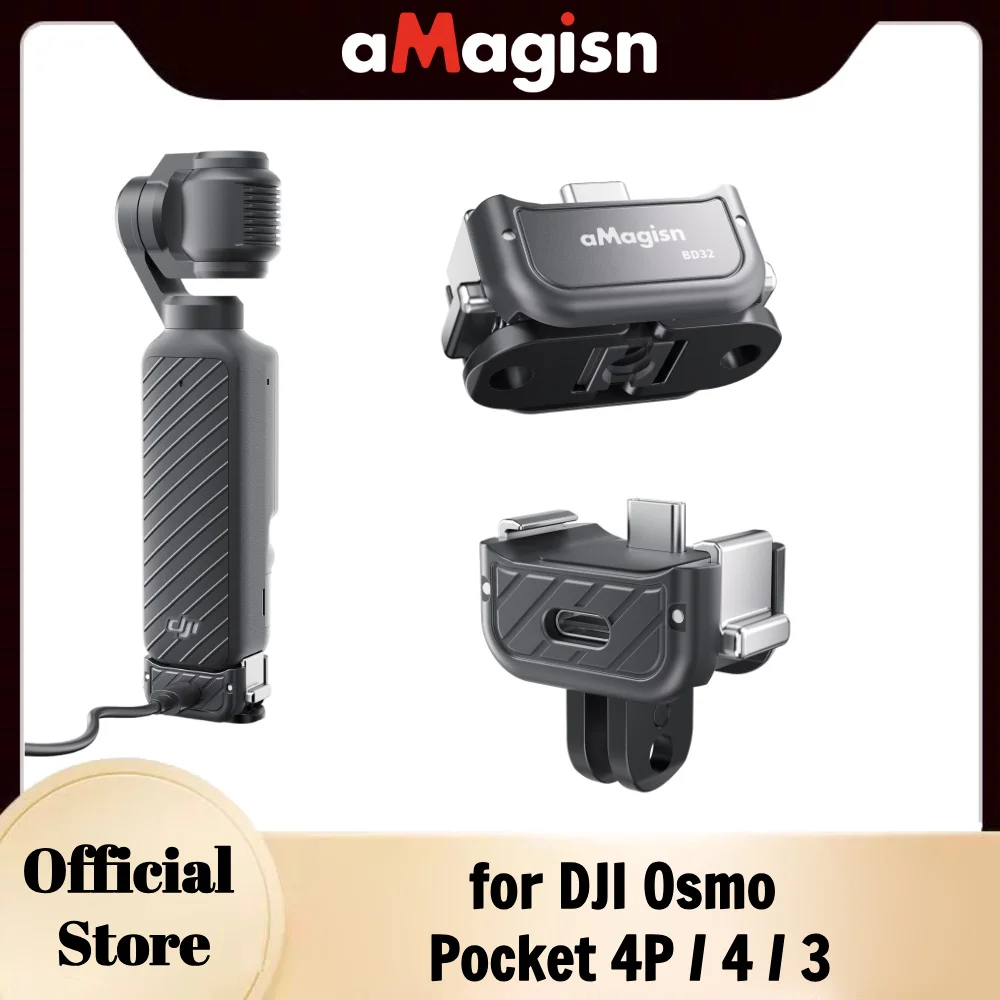 aMagisn Magnetic Quick Release Base Mount for DJI Osmo Pocket 4P / 4 / 3, Built-in Type-C for Mic / Charging Pocket4 Accessories
aMagisn Magnetic Quick Release Base Mount for DJI Osmo Pocket 4P / 4 / 3, Built-in Type-C for Mic / Charging Pocket4 Accessories