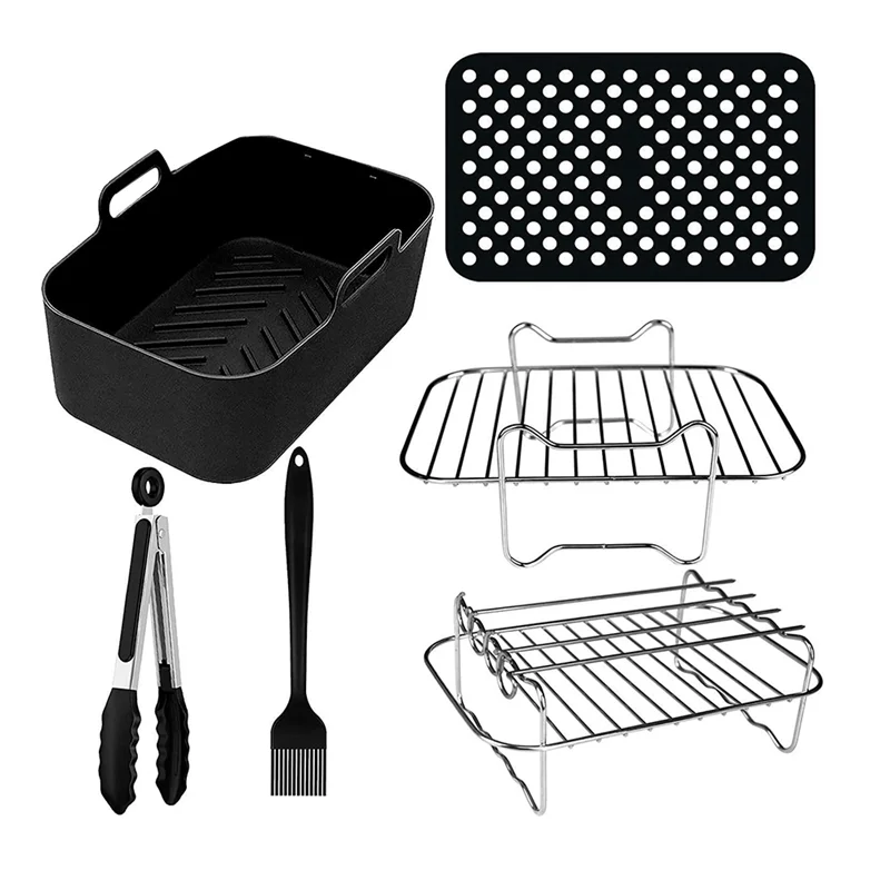 Practical-6PCS Double Basket Air Fryer Parts Dual Zone Deep 7.6L-9.5L For Grilling And Baking
Practical-6PCS Double Basket Air Fryer Parts Dual Zone Deep 7.6L-9.5L For Grilling And Baking