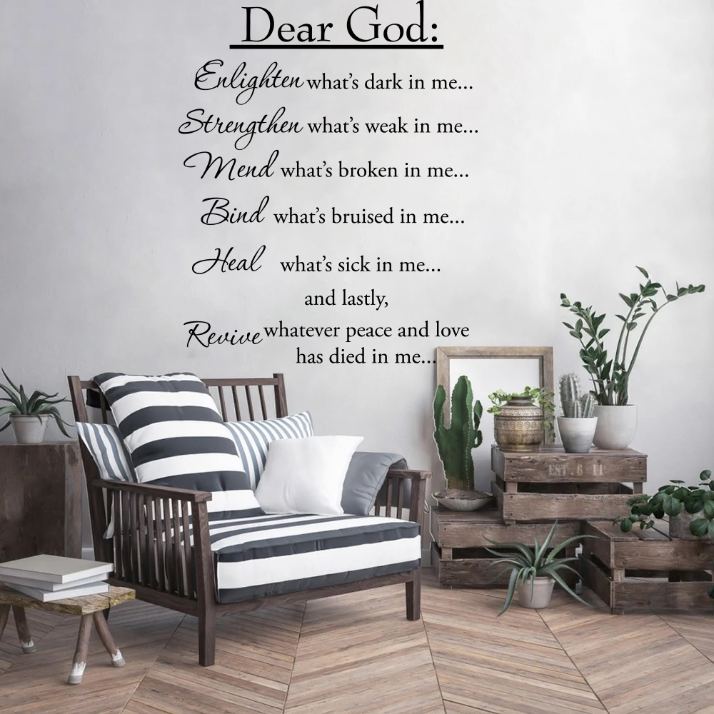 Dear God Enlighten What's Dark In Me Wall Sticker Decal Inspirational Words Motivational Christian Jesus Lord Bedroom
Dear God Enlighten What's Dark In Me Wall Sticker Decal Inspirational Words Motivational Christian Jesus Lord Bedroom