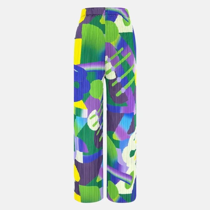 2026 New Miyake Pleated Straight Pants Colorful Geometric Print Slimming Draped Elastic Waist No-Iron Women's Casual Trousers
2026 New Miyake Pleated Straight Pants Colorful Geometric Print Slimming Draped Elastic Waist No-Iron Women's Casual Trousers