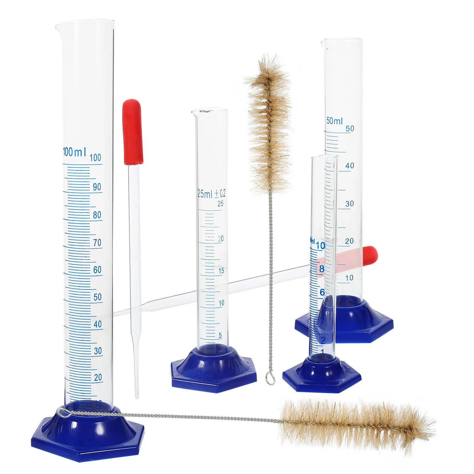 1Set Graduated Cylinder Set Glass Measuring Cylinders Dropper Brush Laboratory Precise Pouring Chemical Resistant Scale Markings
1Set Graduated Cylinder Set Glass Measuring Cylinders Dropper Brush Laboratory Precise Pouring Chemical Resistant Scale Markings