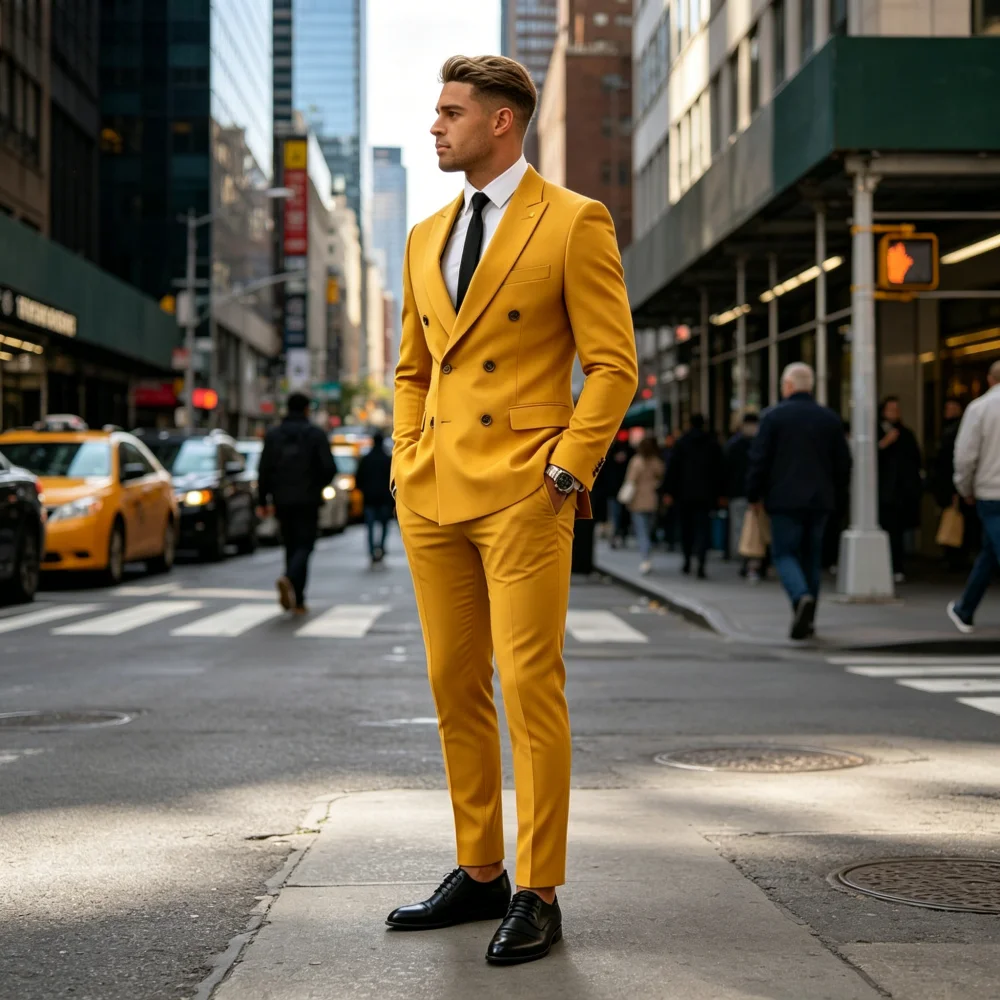 Высококачественный мужской костюм-двойка Slim Fit: смарт-кэжуал для свадьбы и деловых встреч
Высококачественный мужской костюм-двойка Slim Fit: смарт-кэжуал для свадьбы и деловых встреч