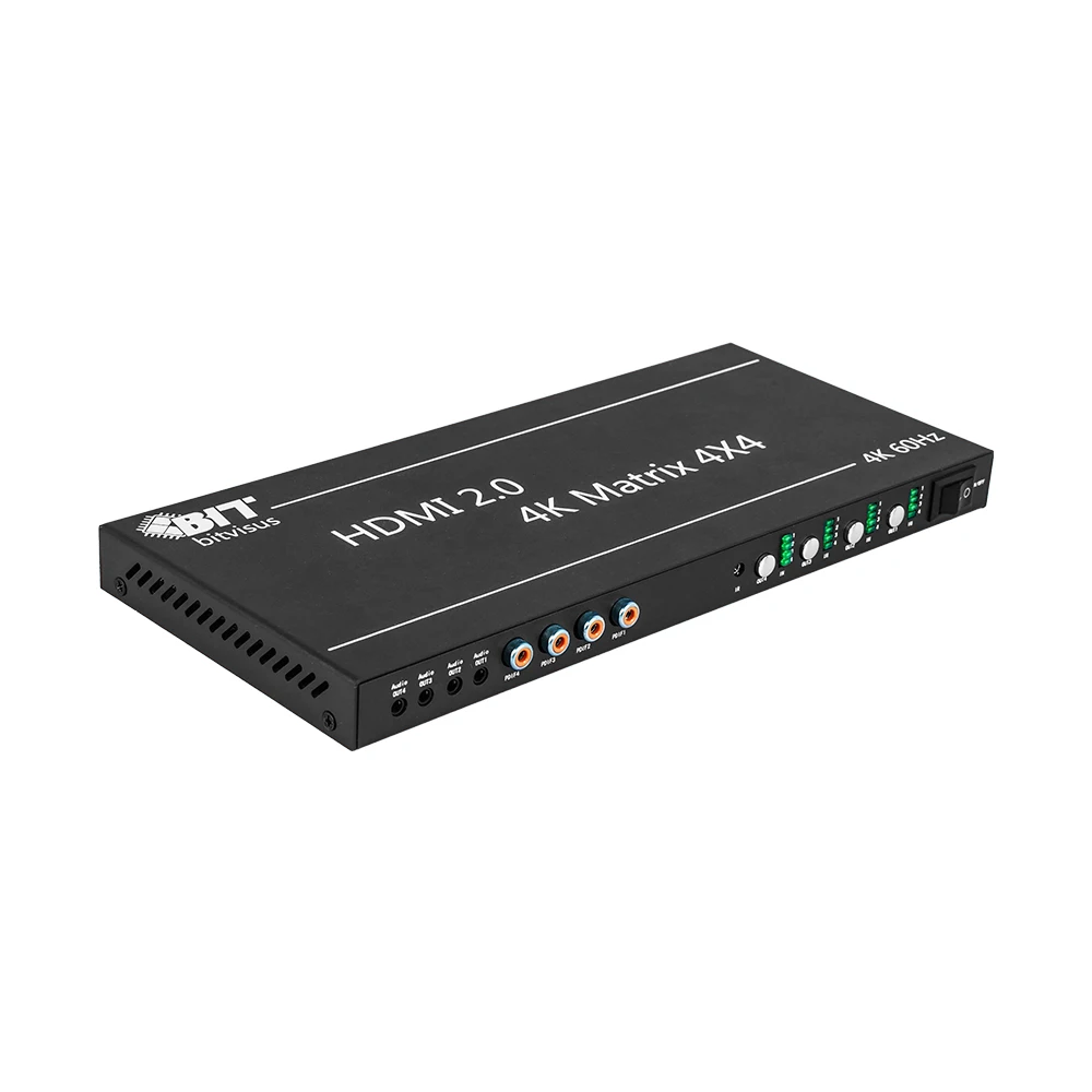 Bitvisus 4x4 4K 60Hz HDMI Matrix Switcher Splitter HMDI2.0 Smart EDID IR Control RS232 TCP/IP BIT-Ma-GS-4K60-0404
Bitvisus 4x4 4K 60Hz HDMI Matrix Switcher Splitter HMDI2.0 Smart EDID IR Control RS232 TCP/IP BIT-Ma-GS-4K60-0404