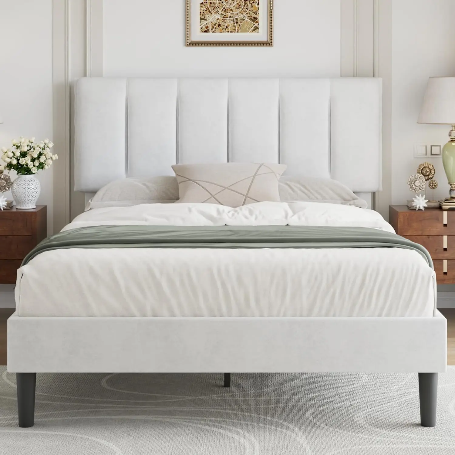 Upholstered Headboard Full Bed Frame Heavy-Duty Wooden Slats Support No Box Spring Needed White Customized
Upholstered Headboard Full Bed Frame Heavy-Duty Wooden Slats Support No Box Spring Needed White Customized