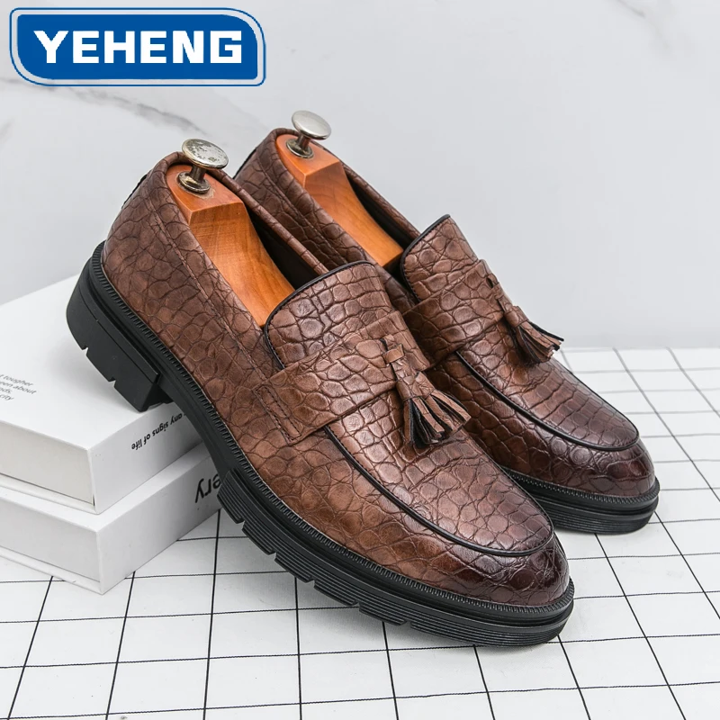 Luxury Brand Crocodile Men's Loafers Italian Style, Old Money Tassel Leather Dress Shoes Business Formal Wedding Flats Big Sizes
Luxury Brand Crocodile Men's Loafers Italian Style, Old Money Tassel Leather Dress Shoes Business Formal Wedding Flats Big Sizes