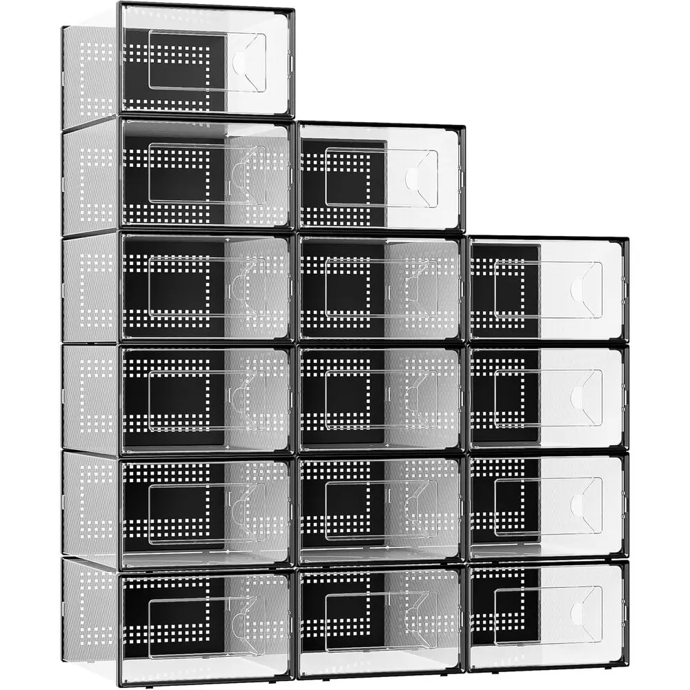 Коробка для хранения обуви X-Large, набор из 15 прозрачных пластиковых штабелируемых органайзеров для обуви, контейнеры для обуви с замковым соединением, складные коробки для обуви
Коробка для хранения обуви X-Large, набор из 15 прозрачных пластиковых штабелируемых органайзеров для обуви, контейнеры для обуви с замковым соединением, складные коробки для обуви