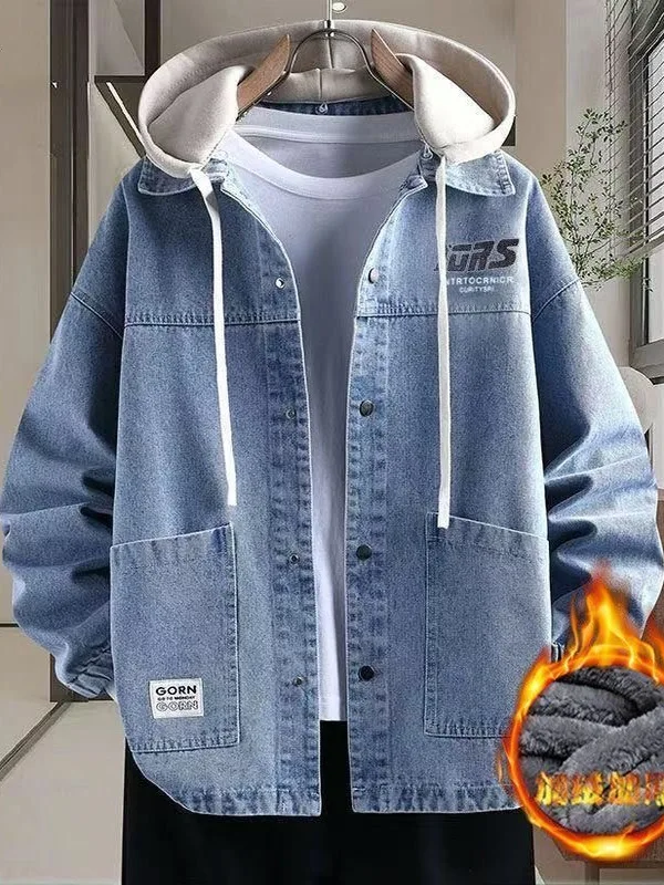 Men's Denim Jaet Hooded Loose Fit Thiened Warm Fce Cotton Coat Autumn Winter Casual Wear Youth Faion TING
Men's Denim Jaet Hooded Loose Fit Thiened Warm Fce Cotton Coat Autumn Winter Casual Wear Youth Faion TING