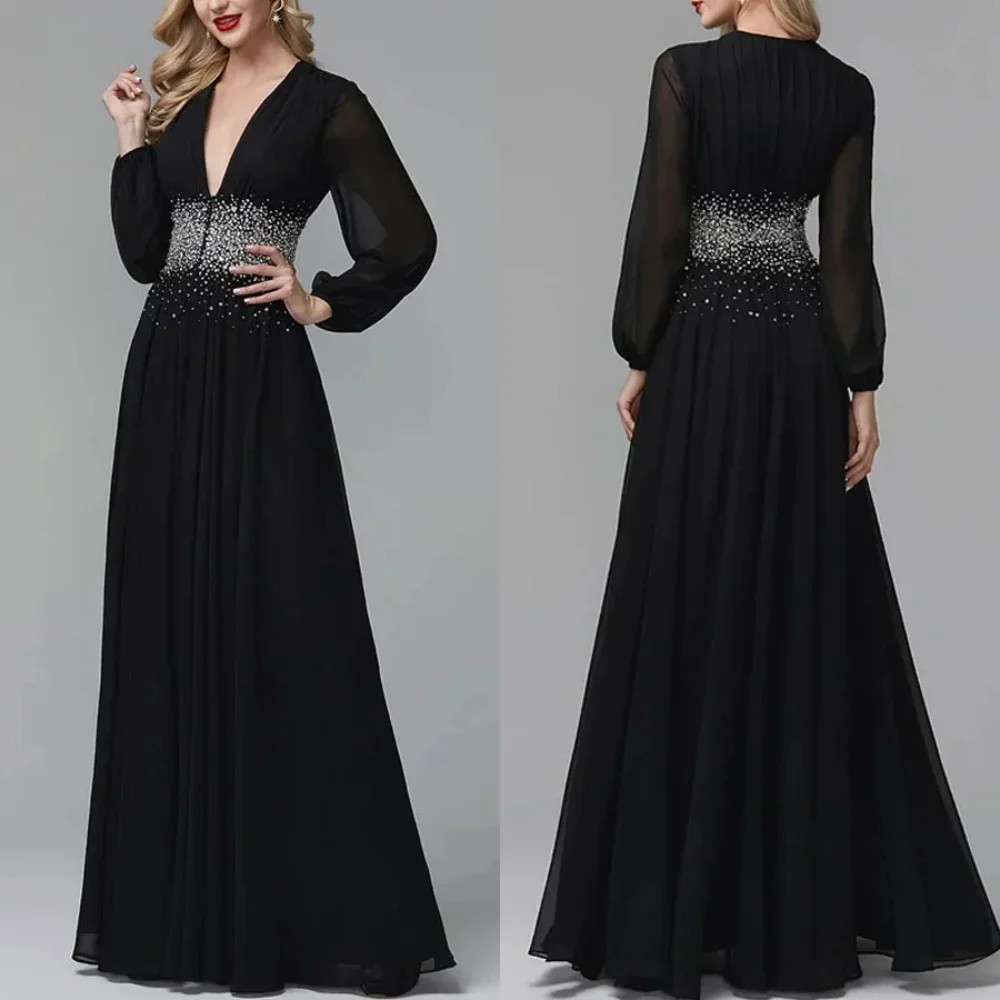 Customized High Quality Elegant Chiffon Beading Pleat Straight V-neck Long Dresses Bespoke Occasion Dresses Sizes Available Sexy
Customized High Quality Elegant Chiffon Beading Pleat Straight V-neck Long Dresses Bespoke Occasion Dresses Sizes Available Sexy