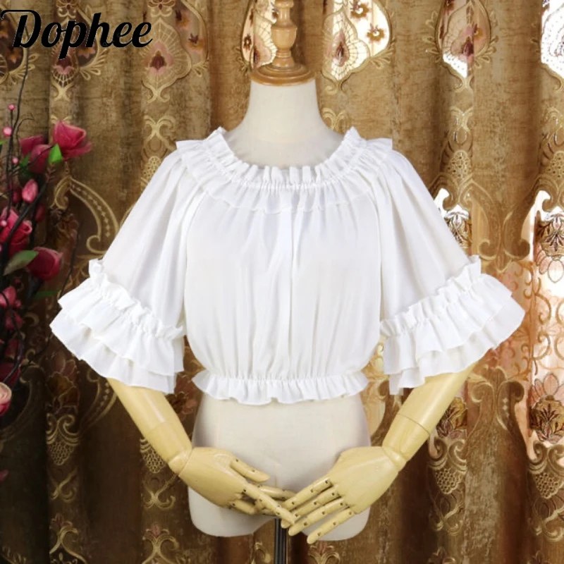 Dophee оригинальные шифоновые блузки с короткими рукавами на весну и лето, однотонный укороченный топ в стиле Лолиты, элегантные свободные рубашки с круглым вырезом
Dophee оригинальные шифоновые блузки с короткими рукавами на весну и лето, однотонный укороченный топ в стиле Лолиты, элегантные свободные рубашки с круглым вырезом