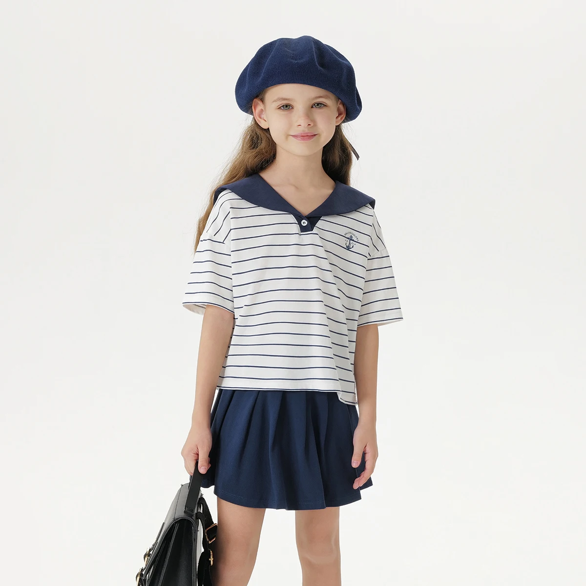 MARC & JANIE Girls Cooling Navy Stripe Short Sleeve T-Shirt For Summer 550683
MARC & JANIE Girls Cooling Navy Stripe Short Sleeve T-Shirt For Summer 550683