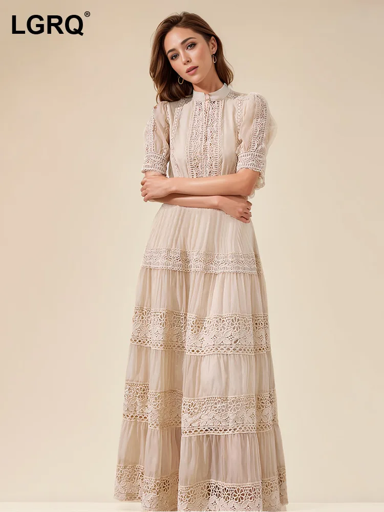 LGRQ Women's Lace Patchwork Dress Fashion Hollow Out Half Sleeve O-neck High Waist Elegant Dresses 2024 Summer New Clothes
LGRQ Women's Lace Patchwork Dress Fashion Hollow Out Half Sleeve O-neck High Waist Elegant Dresses 2024 Summer New Clothes