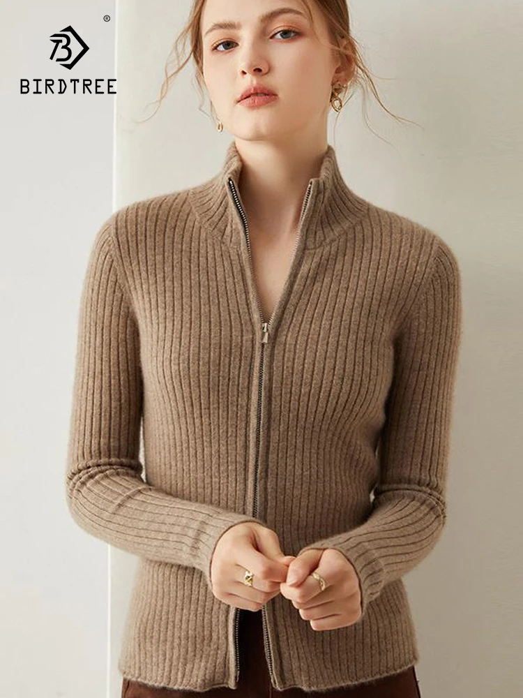 Birdtree 30%Cashmere 70%Wool Versatile Sweater 2023 Autumn/Winter New Thickened Women's High Neck Slim Knitted Cardigan T3N314QC
Birdtree 30%Cashmere 70%Wool Versatile Sweater 2023 Autumn/Winter New Thickened Women's High Neck Slim Knitted Cardigan T3N314QC