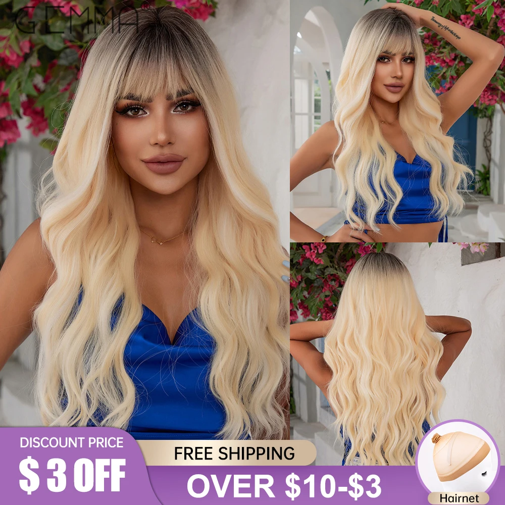 Ombre Light Ash Blonde Synthetic Long Wavy Wigs with Bangs for Black Women Water Wave Cosplay Daily Hair Wig Heat Resistant
Ombre Light Ash Blonde Synthetic Long Wavy Wigs with Bangs for Black Women Water Wave Cosplay Daily Hair Wig Heat Resistant