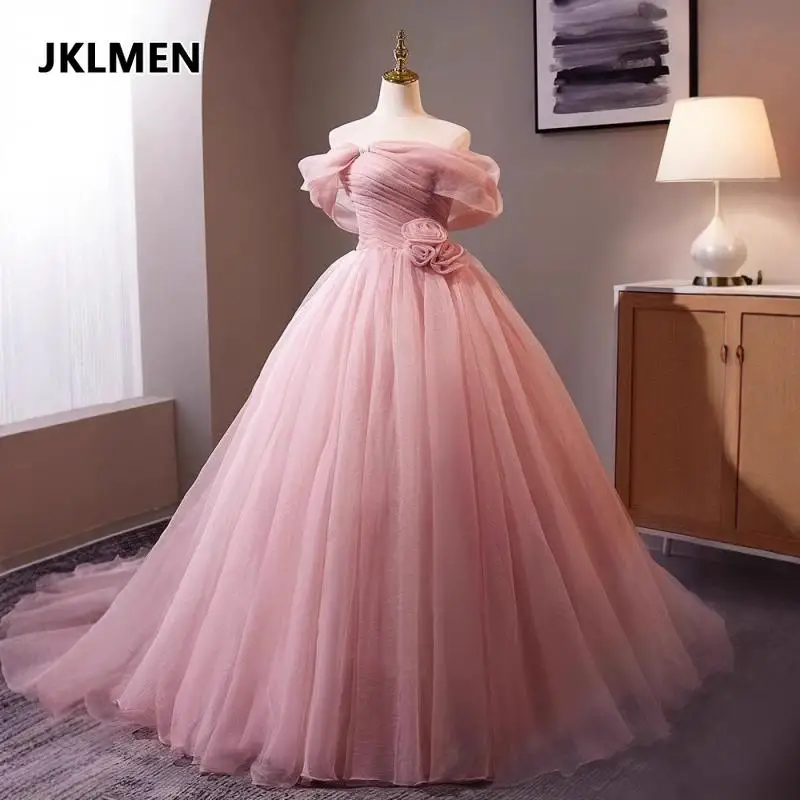 Pink High-end Fluffy Skirt Princess Style Light Wedding Dress with One Shoulder Light Luxury Fairy Evening Dress Customized
Pink High-end Fluffy Skirt Princess Style Light Wedding Dress with One Shoulder Light Luxury Fairy Evening Dress Customized