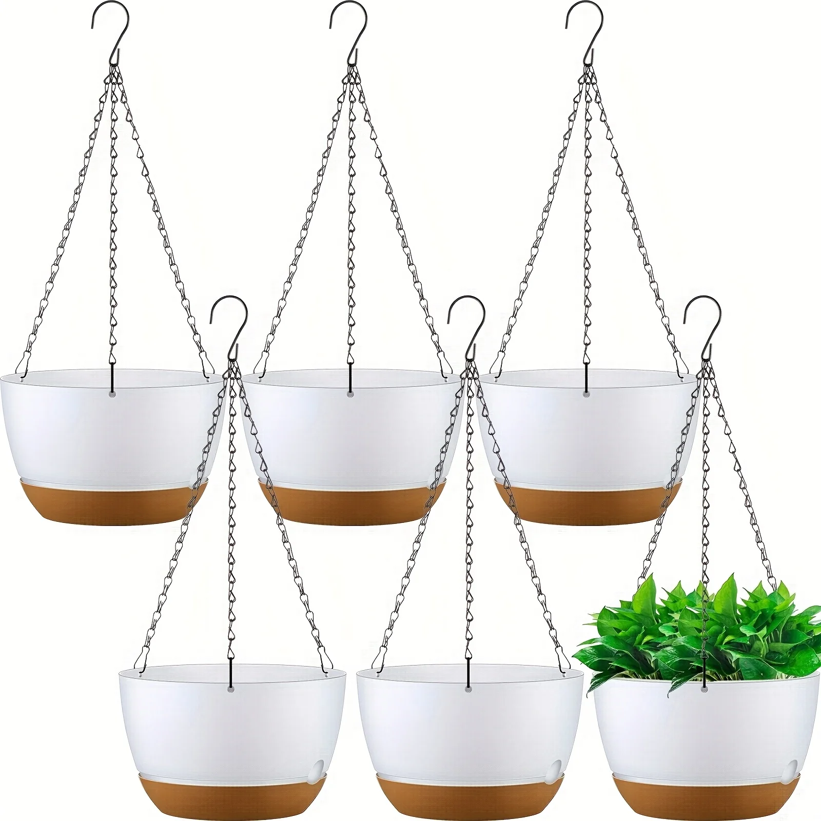 Set of 6 Hanging Planters, Each 11.2 Inches, Suitable for Indoor And Outdoor Use. These Plastic Flower Pots Come with Drainage Holes And Removable Trays, Perfect for Your for Home Garden. Available in White
Set of 6 Hanging Planters, Each 11.2 Inches, Suitable for Indoor And Outdoor Use. These Plastic Flower Pots Come with Drainage Holes And Removable Trays, Perfect for Your for Home Garden. Available in White
