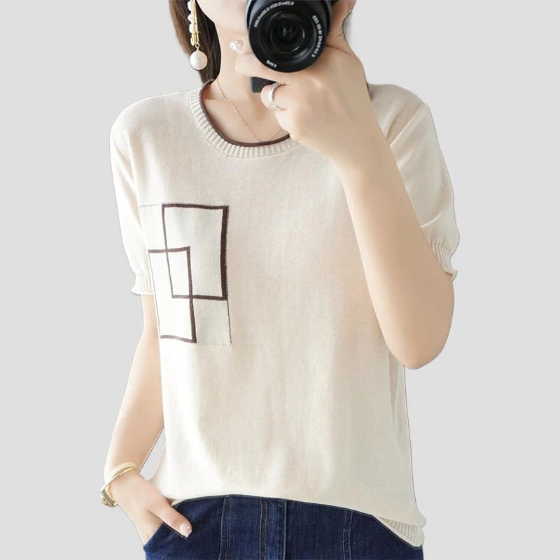 Woman T-shirt Summer 2025 New 100% Cotton O-Neck Clothes Casual Fashion Top Luxury Elegant Female T-shirt
Woman T-shirt Summer 2025 New 100% Cotton O-Neck Clothes Casual Fashion Top Luxury Elegant Female T-shirt