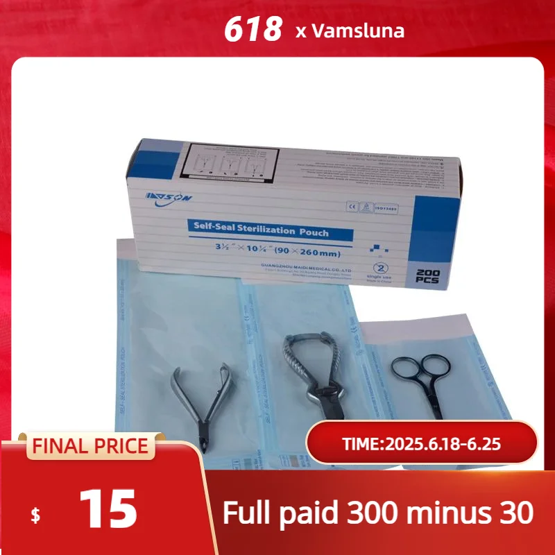 200 PCS Self Sealing Sterilization Pouch For Nail Tools Medical Grade Paper Disposable Dental Tattoo Tool Storage Bag
200 PCS Self Sealing Sterilization Pouch For Nail Tools Medical Grade Paper Disposable Dental Tattoo Tool Storage Bag