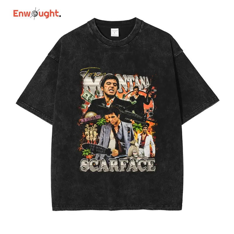 Film Scarface T Shirt Actor Al Pacino Vintage Washed Tops Tees Oversized T-shirt Harajuku Hip Hop Short Sleeve Sweatshirts Men
Film Scarface T Shirt Actor Al Pacino Vintage Washed Tops Tees Oversized T-shirt Harajuku Hip Hop Short Sleeve Sweatshirts Men