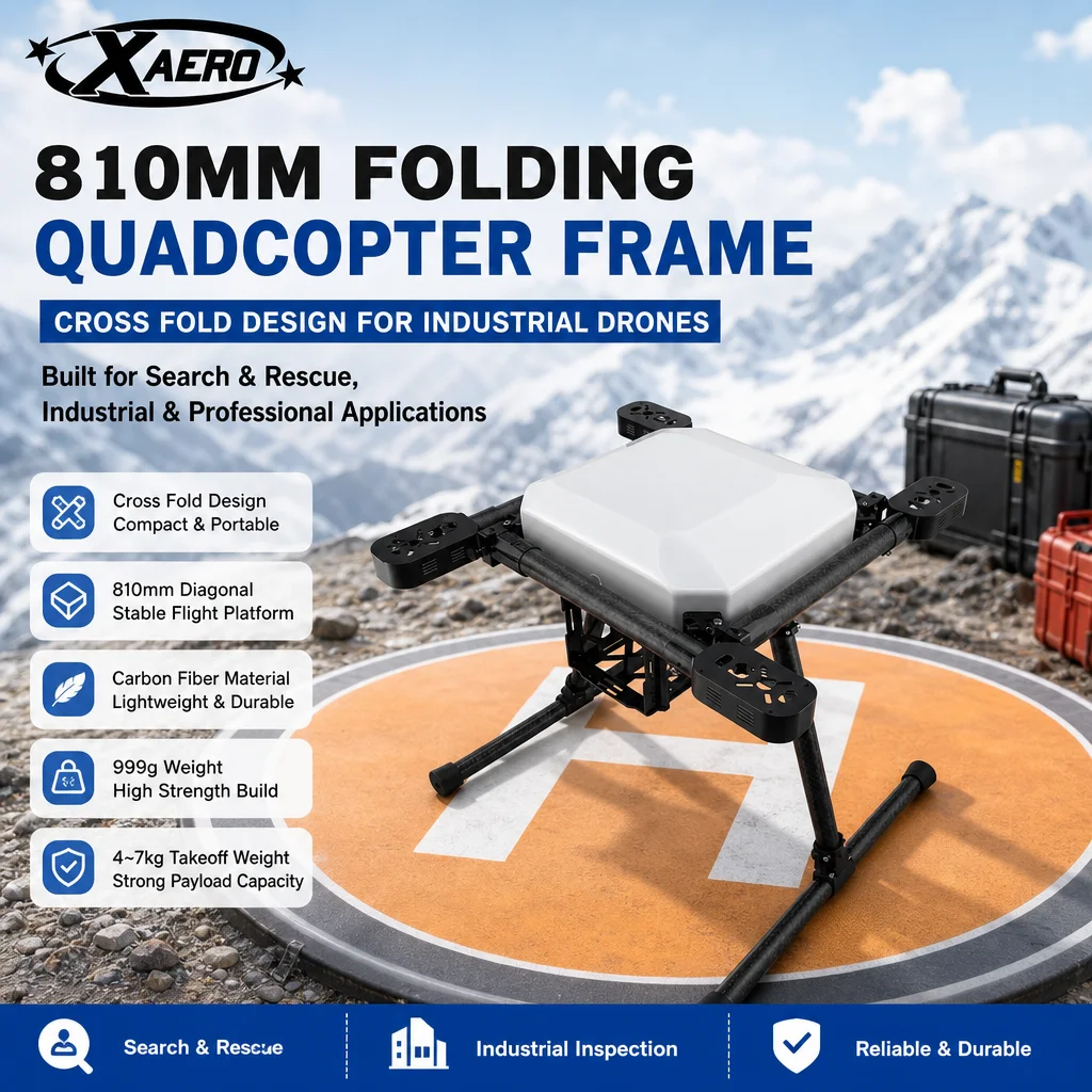 XAERO 810mm White Folding Quadcopter Frame Cross Fold for Search Rescue Industrial Drone
XAERO 810mm White Folding Quadcopter Frame Cross Fold for Search Rescue Industrial Drone