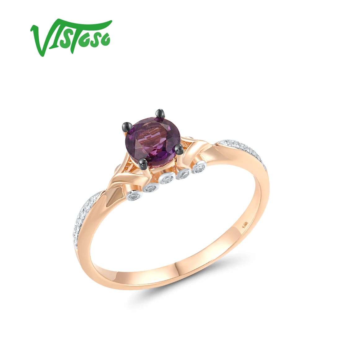 VISTOSO Authentic 14K 585 Rose Gold Ring For Women Sparkling Diamond Round Amethyst Party Wedding Gift Fashion Fine Jewelry
VISTOSO Authentic 14K 585 Rose Gold Ring For Women Sparkling Diamond Round Amethyst Party Wedding Gift Fashion Fine Jewelry