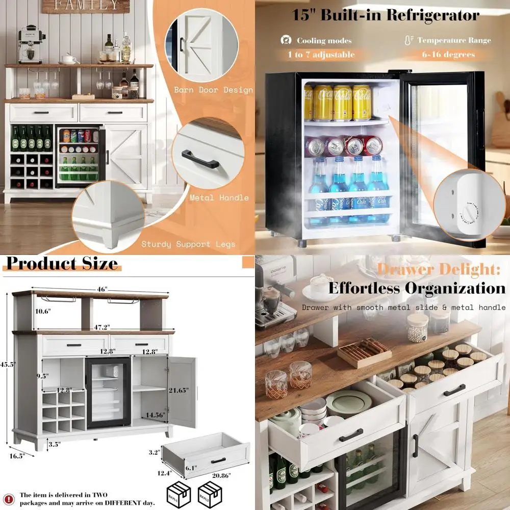 Тумба-бар Armhouse 47, с холодильником на 15 л, винной полкой, держателем для стаканов, выдвижными ящиками и открытыми полками для столовой или гостиной
Тумба-бар Armhouse 47, с холодильником на 15 л, винной полкой, держателем для стаканов, выдвижными ящиками и открытыми полками для столовой или гостиной